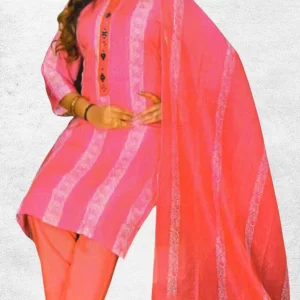 Chanderi printed kurti pant dupatta set with full sequence work