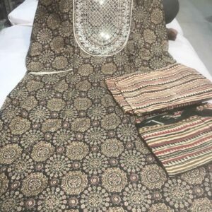 Cotton printed kurti pant dupatta set with embroidery work – VC1411085900