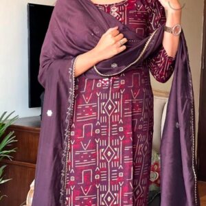 Cotton printed kurti pant dupatta set with gota patti work – VC1411319900