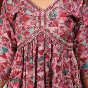 Musleen printed alia cut kurti pant dupatta set with embriodery work – VC14113251650
