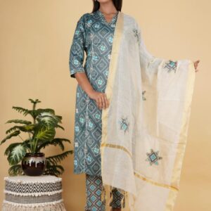 Masleen kurti pant dupatta set in fancy wear - VC14121001700