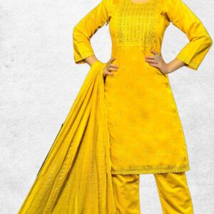 CHanderi Kurti pant dupatta set