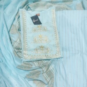 Vaachi cotton printed kurti pant dupatta with embriodery work -VC14991621700