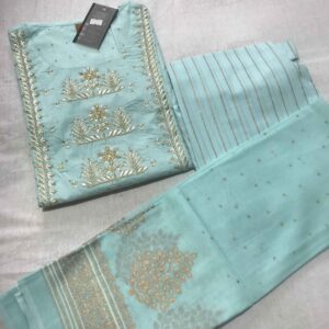 Vaachi cotton printed kurti pant dupatta with embriodery work -VC14991621700