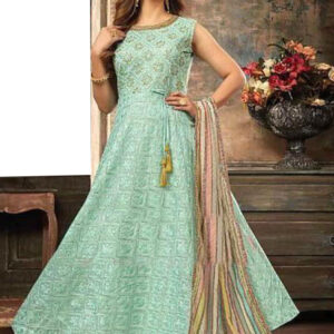 FANCY ONE PIECE GREEN COLOUR WITH MULTICOLOR DUPATTA – VC29343521800