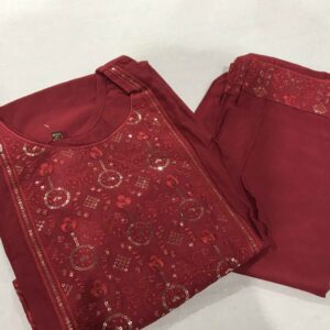 Kurti pant set in Heavy Rayon fabric with sequence embroidery work – VC1224235900