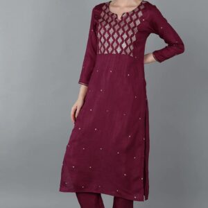 Raw silk kurti pant with organza dupatta set for fancy wear – VC14252431500