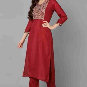 Raw silk kurti pant dupatta set – VC14254201300