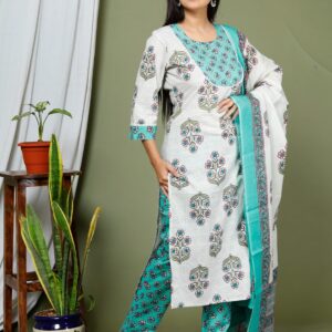 cotton kurti pant dupatta set